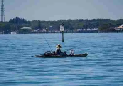 Kayak fishing in Indian River Lagoon, Sebastian, Florida
