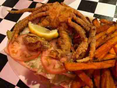 Fried Soft-Shell Crab with fries