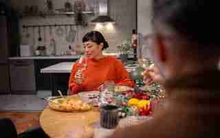 Mature couple having some fun time on a Christmas night